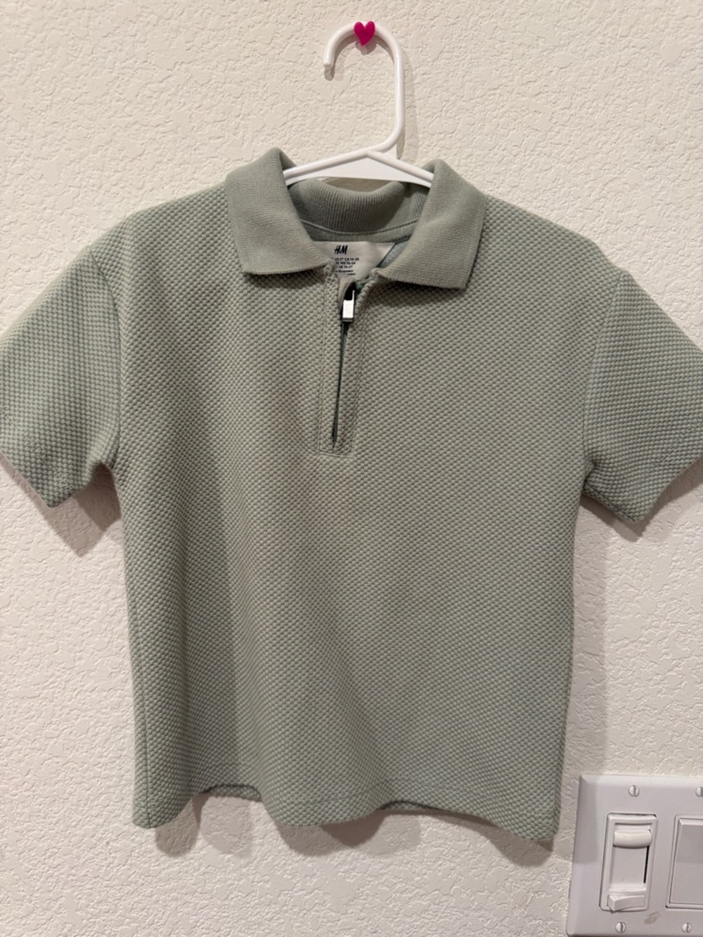 H&M Short-Sleeve Half-Zip Polo in Sage